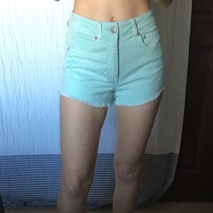 American Eagle High Waisted Mint Green Jean Shorts